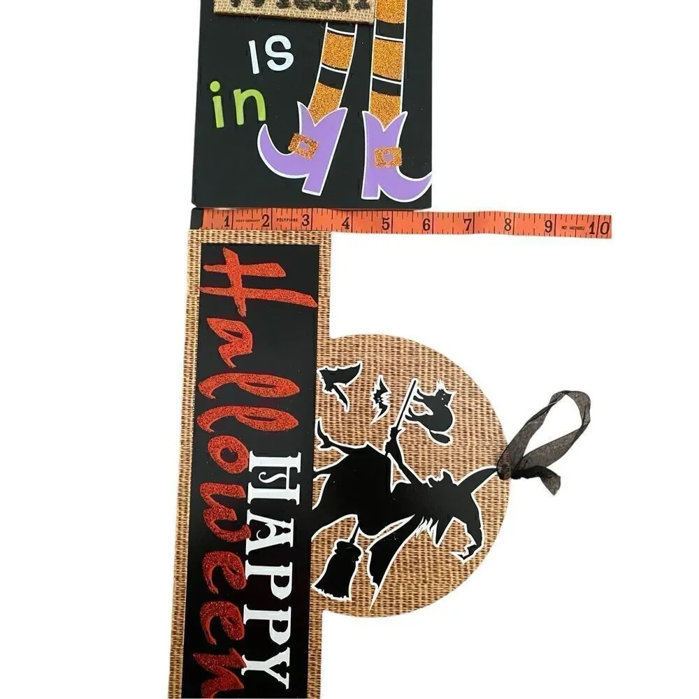 4 Pc Halloween Decorations Hanging Wall Signs Skeletons Spooky